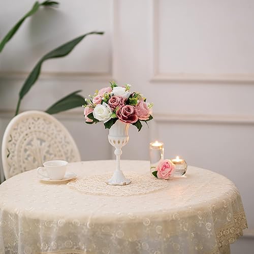 Miniatura 7 de BLOSMON Decoración de flores de rosas polvorientas 2 bolas de flores artificiales rosas para centros de mesa de comedor de boda, arreglo floral de