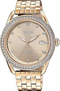 ساعة من سيتيزن للنساء بمينا وسوار ذهبي عرض أنالوج موديل FE6119-85X