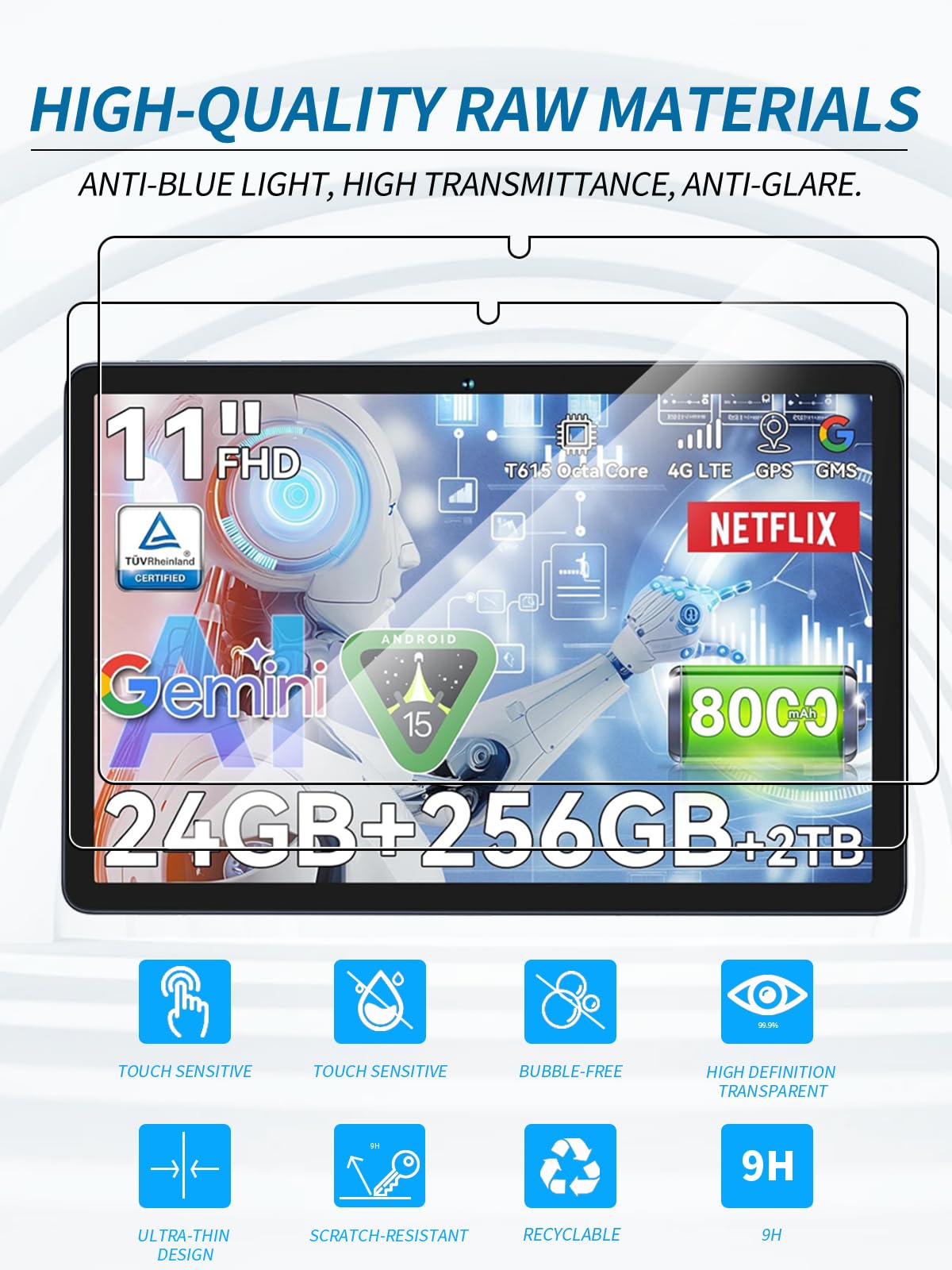 KINGRID T90 Tablet Android 16, 24 GB RAM 128 GB ROM, 11