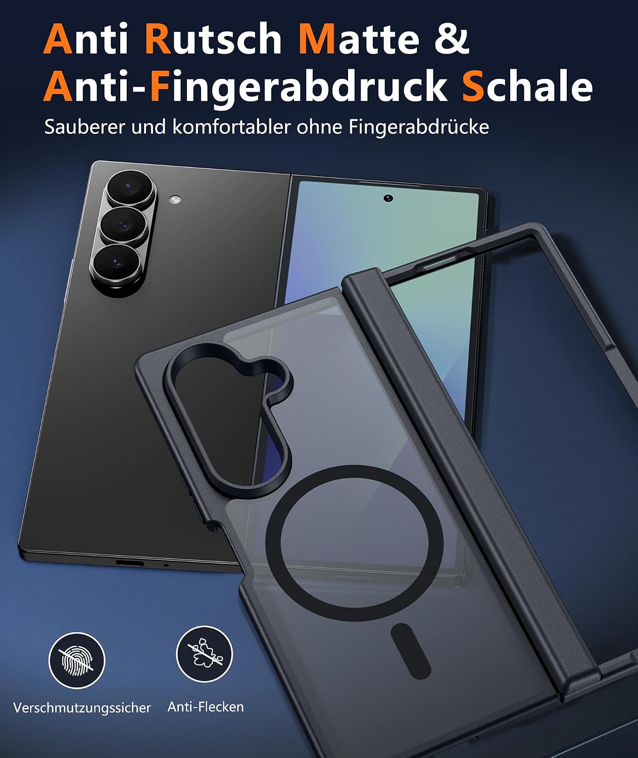FNTCASE for Samsung Galaxy Z-Fold-7 Case: Magnetic Matte with Hinge Protection & Screen Protector Phone Cases Anti Yellowing Rugged Shockproof Protective Bumper Cell Cover (C-Black)