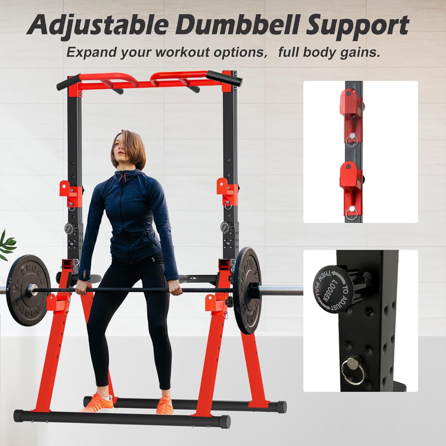 Foldable Power Tower Pull Up Bar Station, Multi-function Stable Pull Up Dip Station for Home Gym Strength Training Equipment