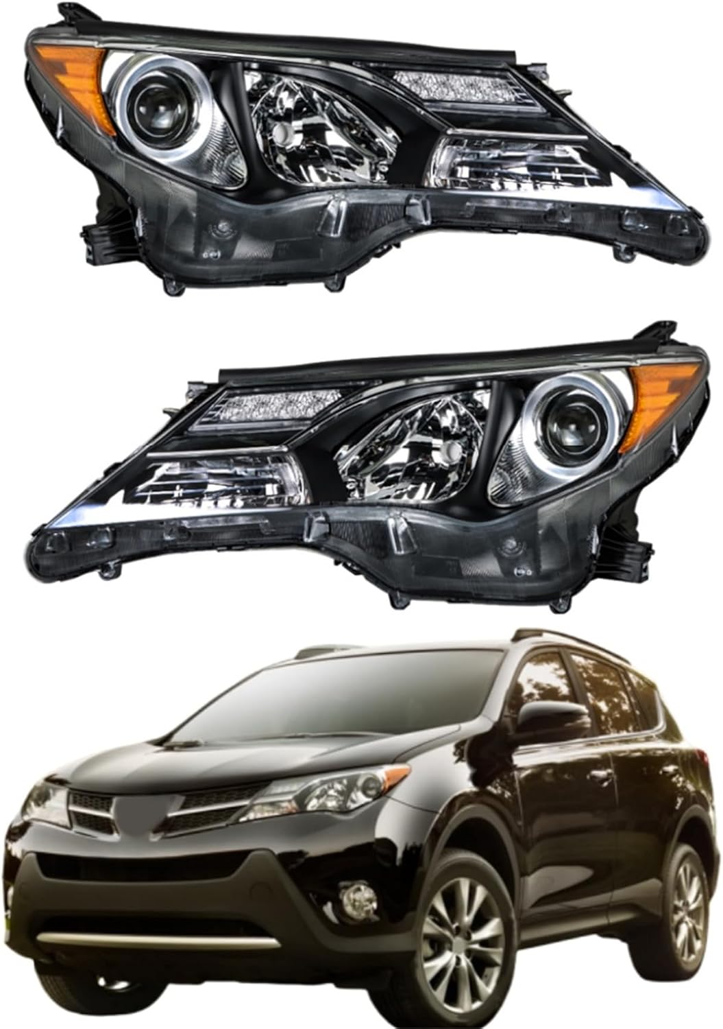 Silscvtt 1 Pair of Driver and Passenger Side Replacement for Toyota RAV4 2013-2015 Headlights Assembly