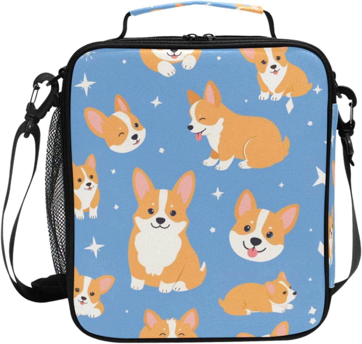 Pfrewn Dog Pattern Lunch Box Welsh Corgi Dog Unicorn Insulated Lunch Bag Cute Animals Pet Print Reusable Cooler Meal Prep Bags Lunch Tote with Shoulder Strap for School Office Adult