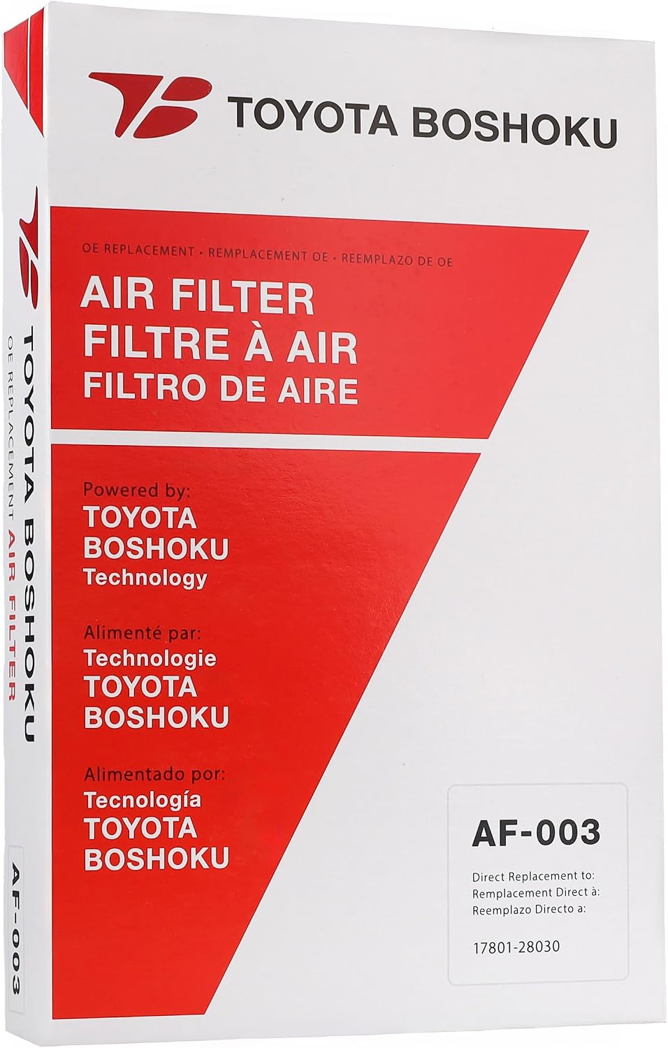 Toyota Boshoku (TB) Engine Air Filter, Engineered as Direct Replacement of 17801-28030 Fits 2010-2017 Toyota Camry 2.5L GAS; 2007-2009 Camry 2.4L GAS; 2009-2016 Venza 2.7L GAS