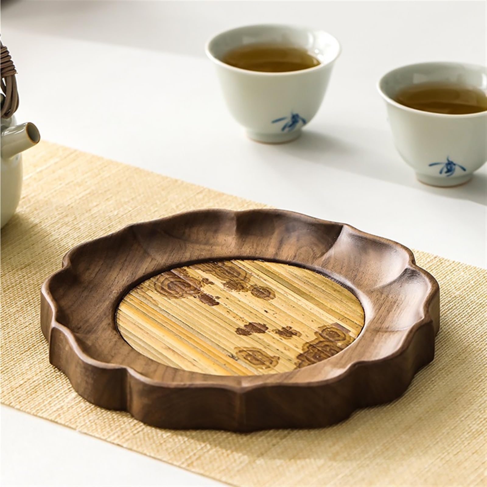 Plateau à Café de Table Plateau à collation en Bois Massif, Plateau à thé Chinois, Base de théière Domestique adaptée à la Cuisine, au café et au Bureau Plateau à thé de Bureau