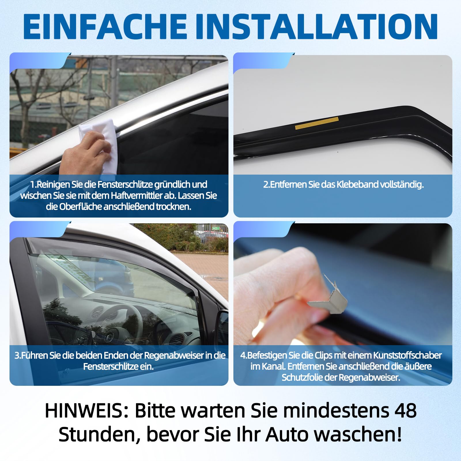 Zweiteiliger Fenster-Regenabweiser für Volkswagen Caddy(2005–2018). Einteiliger Windabweiser, Regen- und Windabweiser, einfach zu montieren, Schwarz