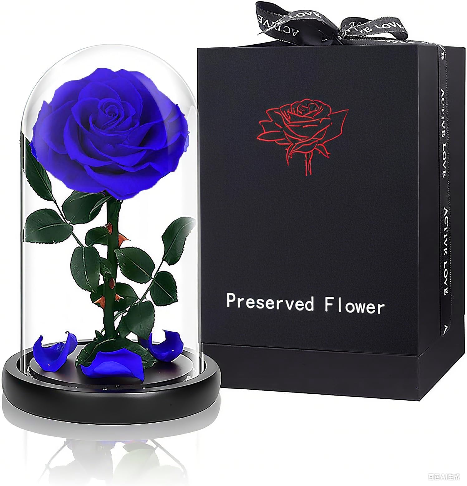 Handmade Preserved Rose Forever Never Withered Flowers With Gift Box, Valentine's Gift for Wedding,Anniversary, Birthday, Mother's Day Gift, Best Gift for Her Rose (Single Rose, Blue)
