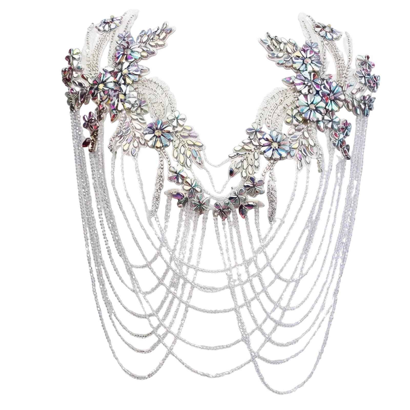 ZEPFJHE Rhinestones Fringe Applique Sewing on Beaded Patches for Wedding Dresses Bridal Gowns Dance Outfit Decoration Wedding Dress Embellishment