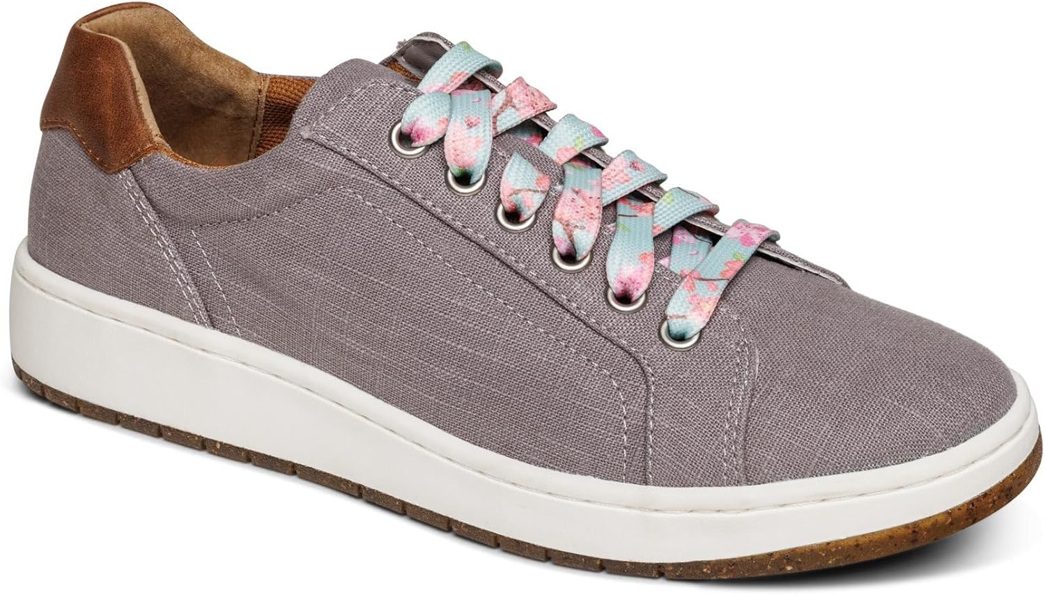 Aetrex Renee Orthopedic Lace Up Arch Support Inserts Super Soft Canvas Womens Sneakers - Plantar Fasciitis Shoes Lightweight Rubber Orthotic Shoes