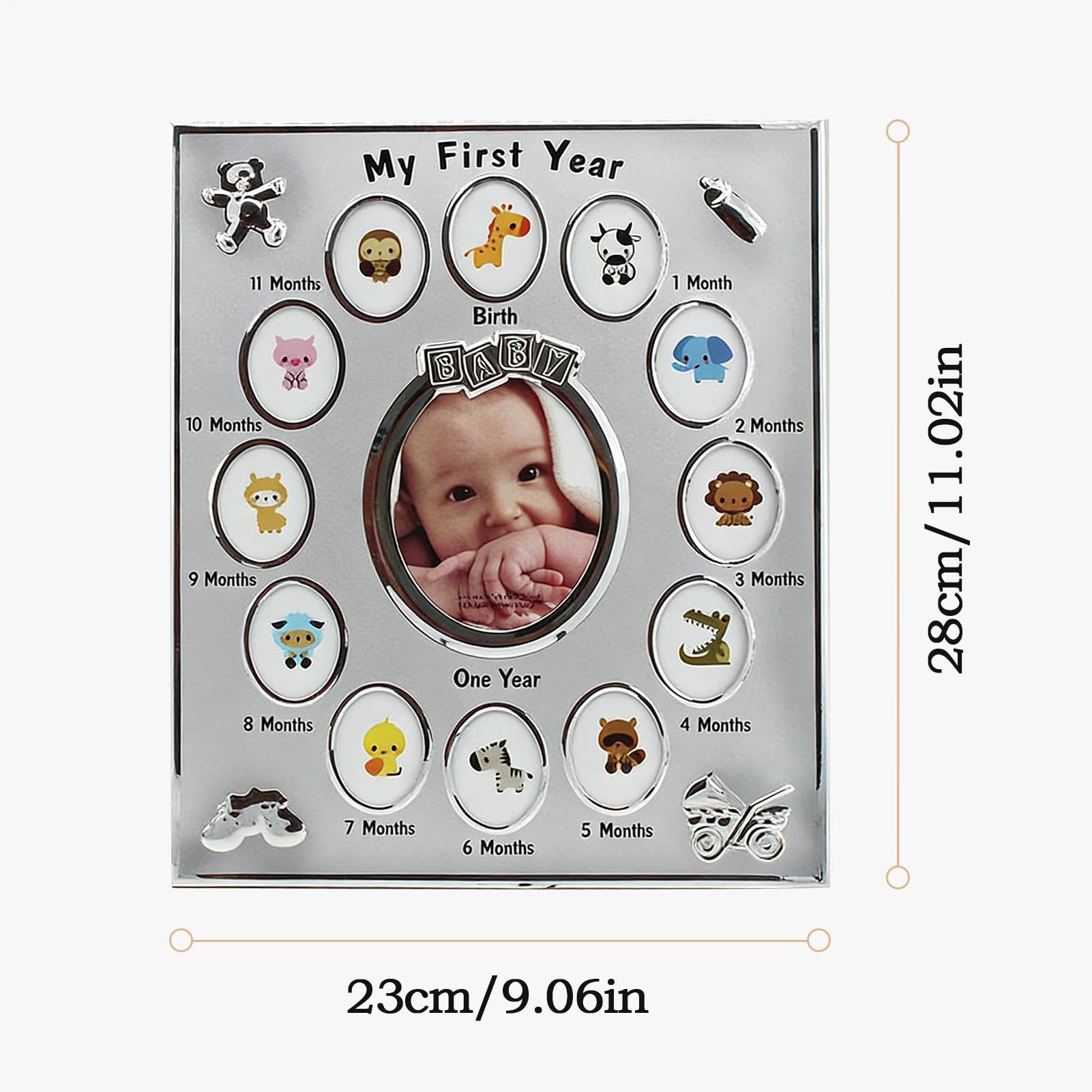 Generico First Year Photo Frame - Aesthetic Memory Aluminum Alloy | Commemorative First Year Photo Frame For Boys And Girls, Family Bedroom With Birthday Party, newborns milestones Art