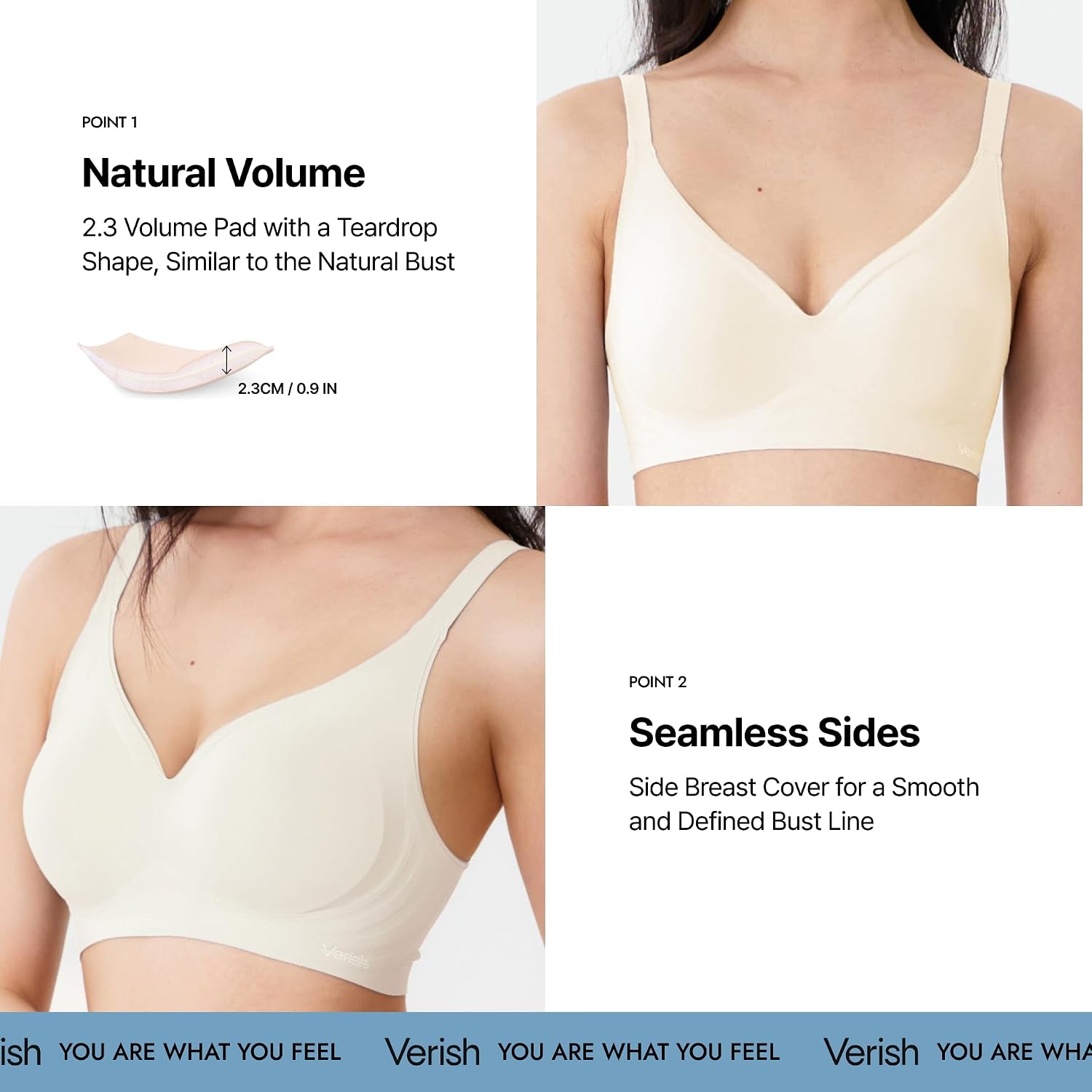 Condition photo showing As Is for cool fit bra volume fit women’s seamless wireless padded bra with 2.3cm volume pad,comfortable breathable lightweight xx-large beige