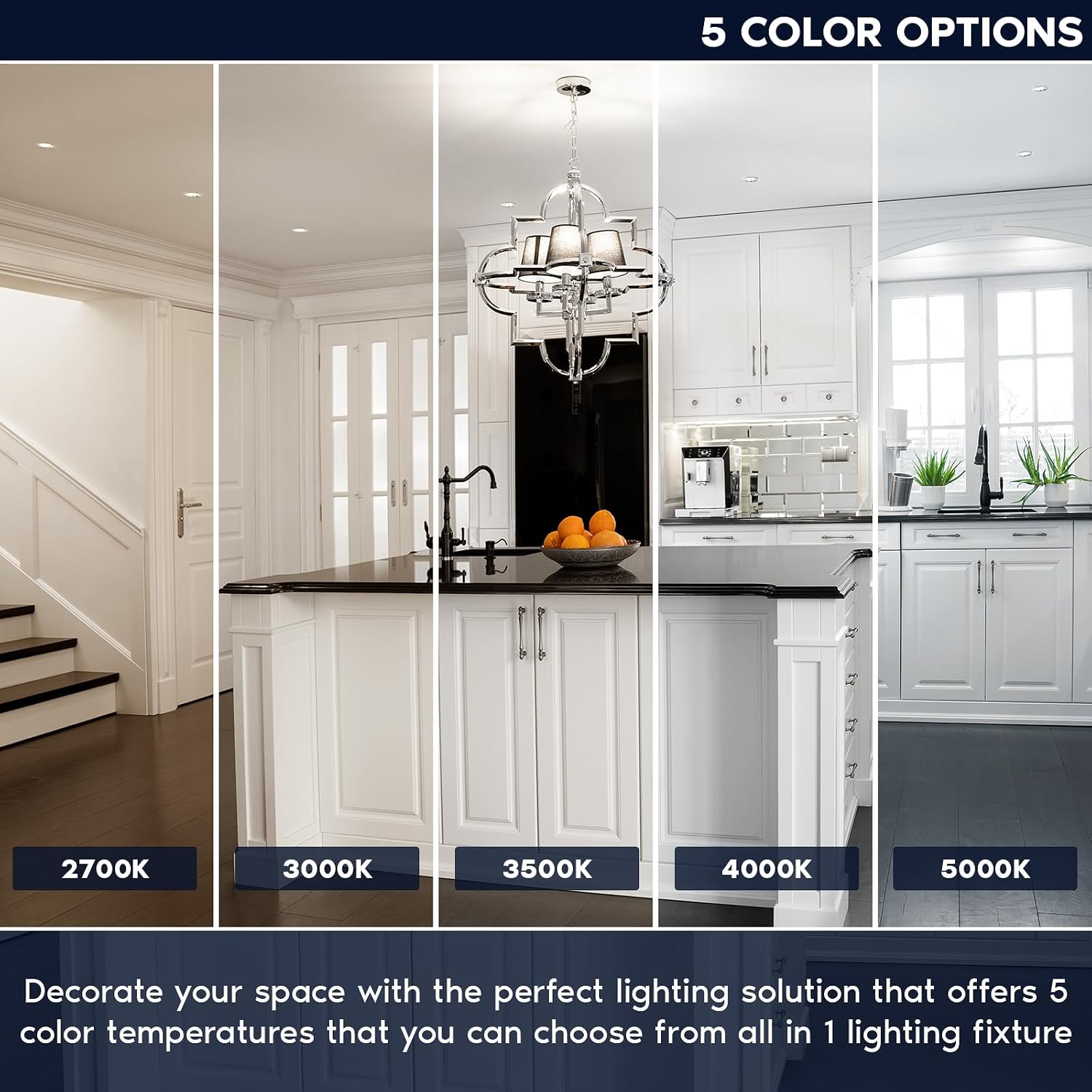 LUXRITE 4 Inch Recessed Light, Regressed Canless LED Spotlight, 5CCT 2700K-5000K, CRI90, 22W, 1700 Lumens High Output, 38º, Interchangeable Round Brushed Nickel Trim, Dimmable, IC & Wet (4 Pack)