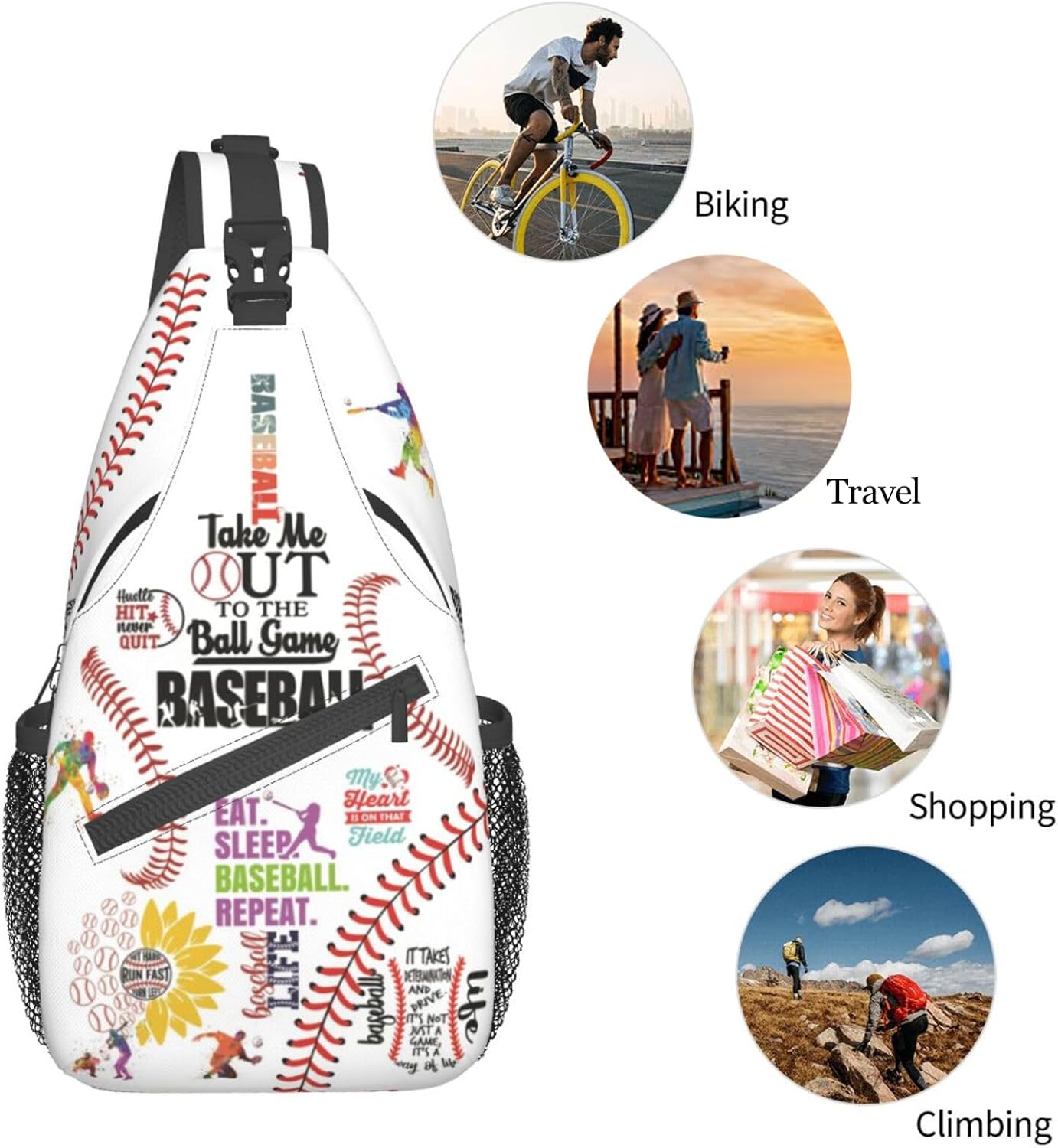 Baseball Sling Backpack - Crossbody Shoulder Bag for Men & Women