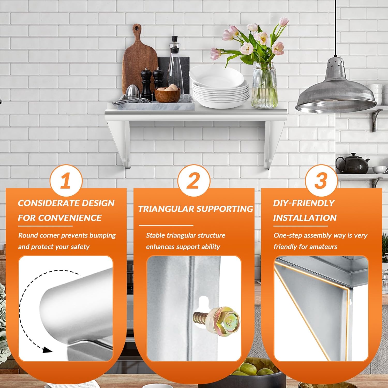 Commercial Stainless Steel Shelf 12 x 24”, Wall Barbados Ubuy