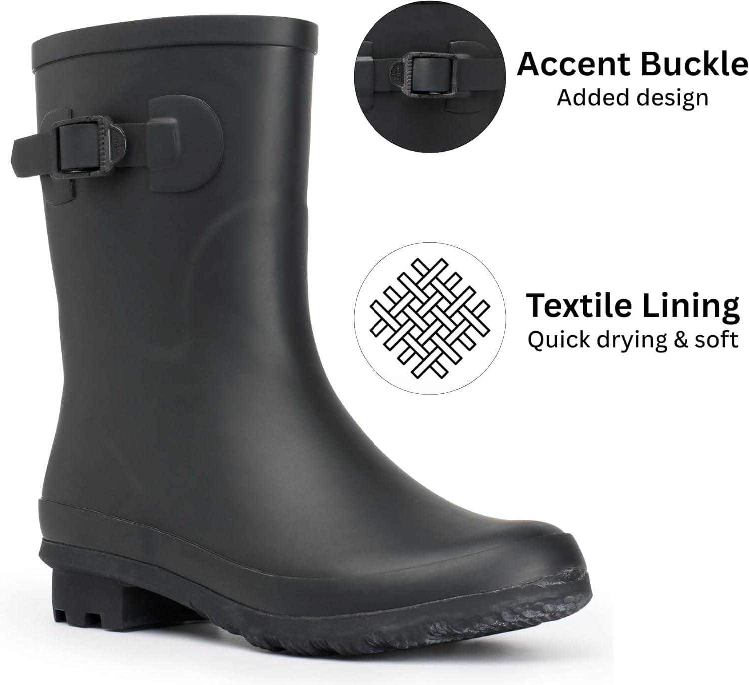 Alpine Swiss Reya Womens Waterproof Mid Calf Rain Boots | Tall Rubber Garden Boots | Anti-Slip Outdoor Work Mud Boot | Wellington Boots Rain Shoes