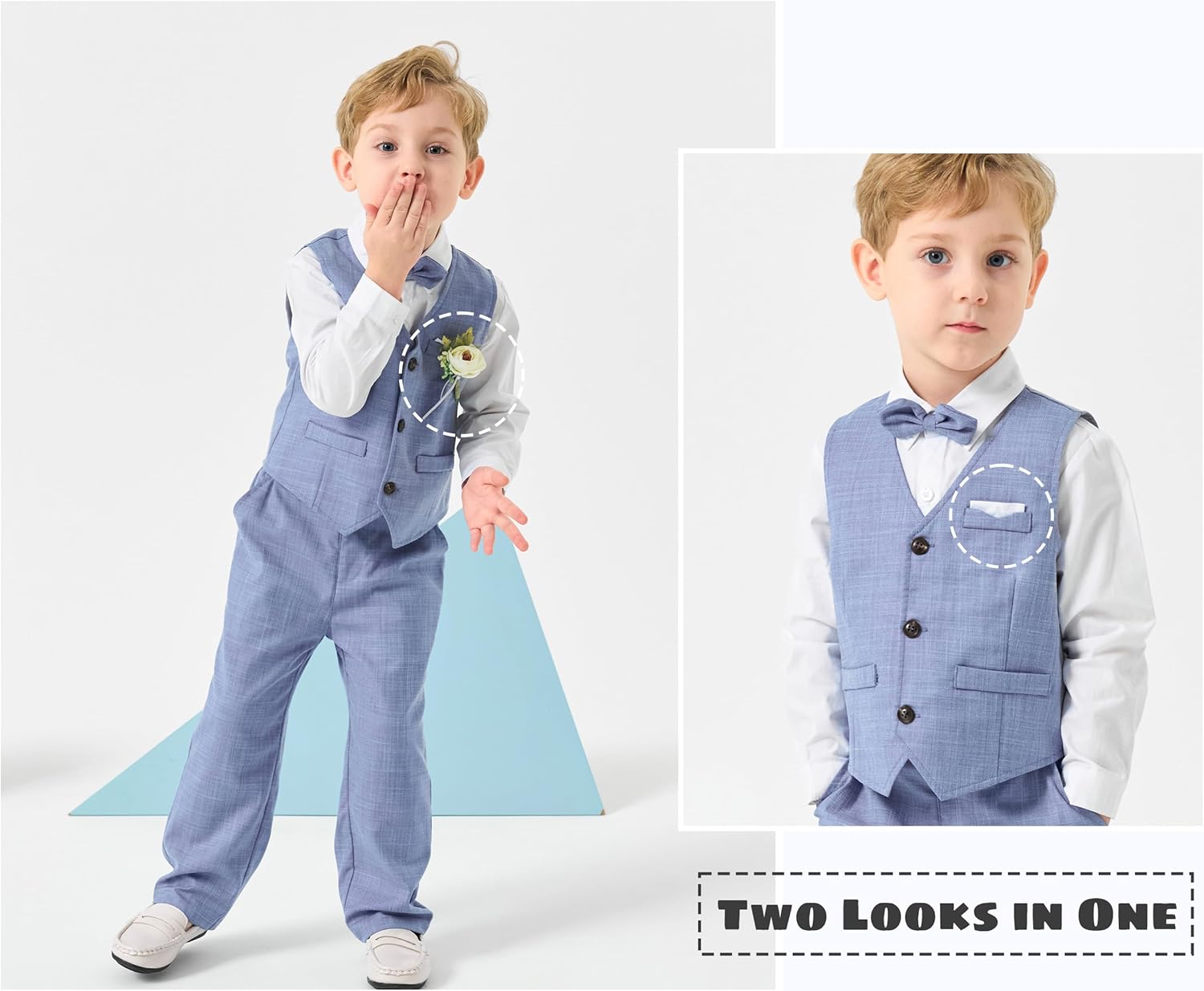 Volunboy Baby Boys Formal Wedding Ring Bearer Outfits Toddler Gentleman Bowtie Vest Guest Suits Dress Shirt Pants Set