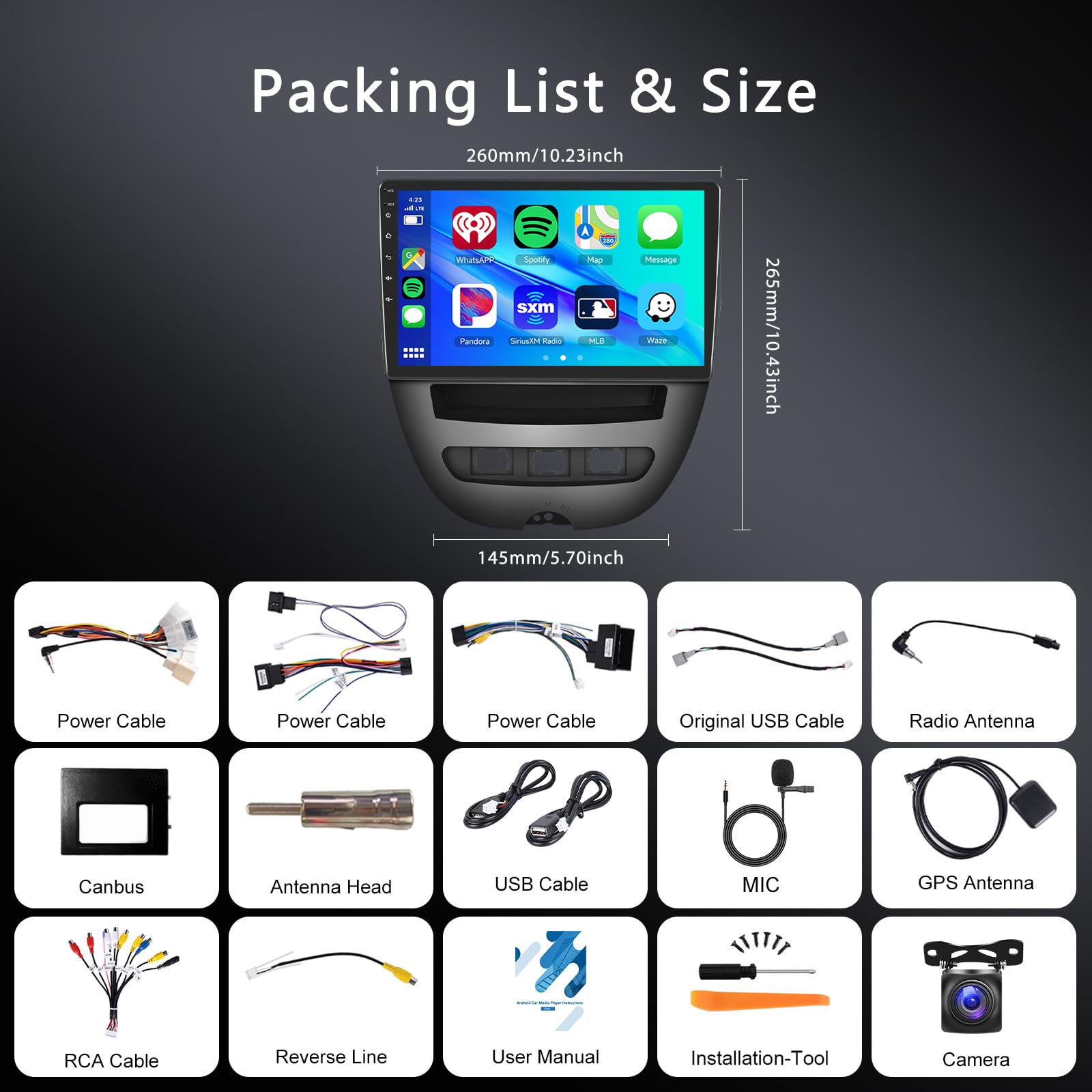 2GB 64G Autoradio per Toyota Aygo/Peugeot 107/Citroen C1 2004-2014 Android Radio Wireless Carplay Android Auto, Stereo 10 Pollici Touch Screen 2 Din Radio Navigazione GPS WiFi Bluetooth FM/RDS Hodozzy