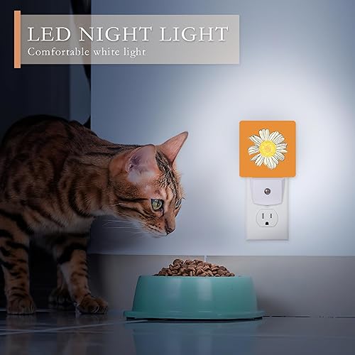 Miniatura 4 de AOWULA Luces nocturnas de margaritas enchufables a la pared, luz nocturna de manzanilla con sensor de atardecer a amanecer, luz nocturna para niños,