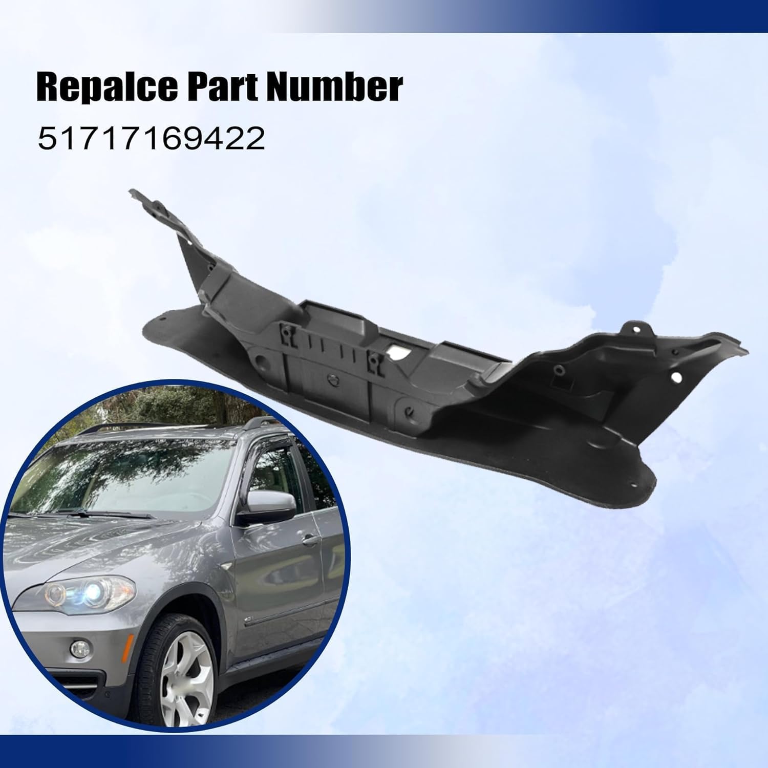 GXARTS One Black Engine Compartment Panel 51717169422 Compatible with BMW X5 X6 E70 E71 2007-2013