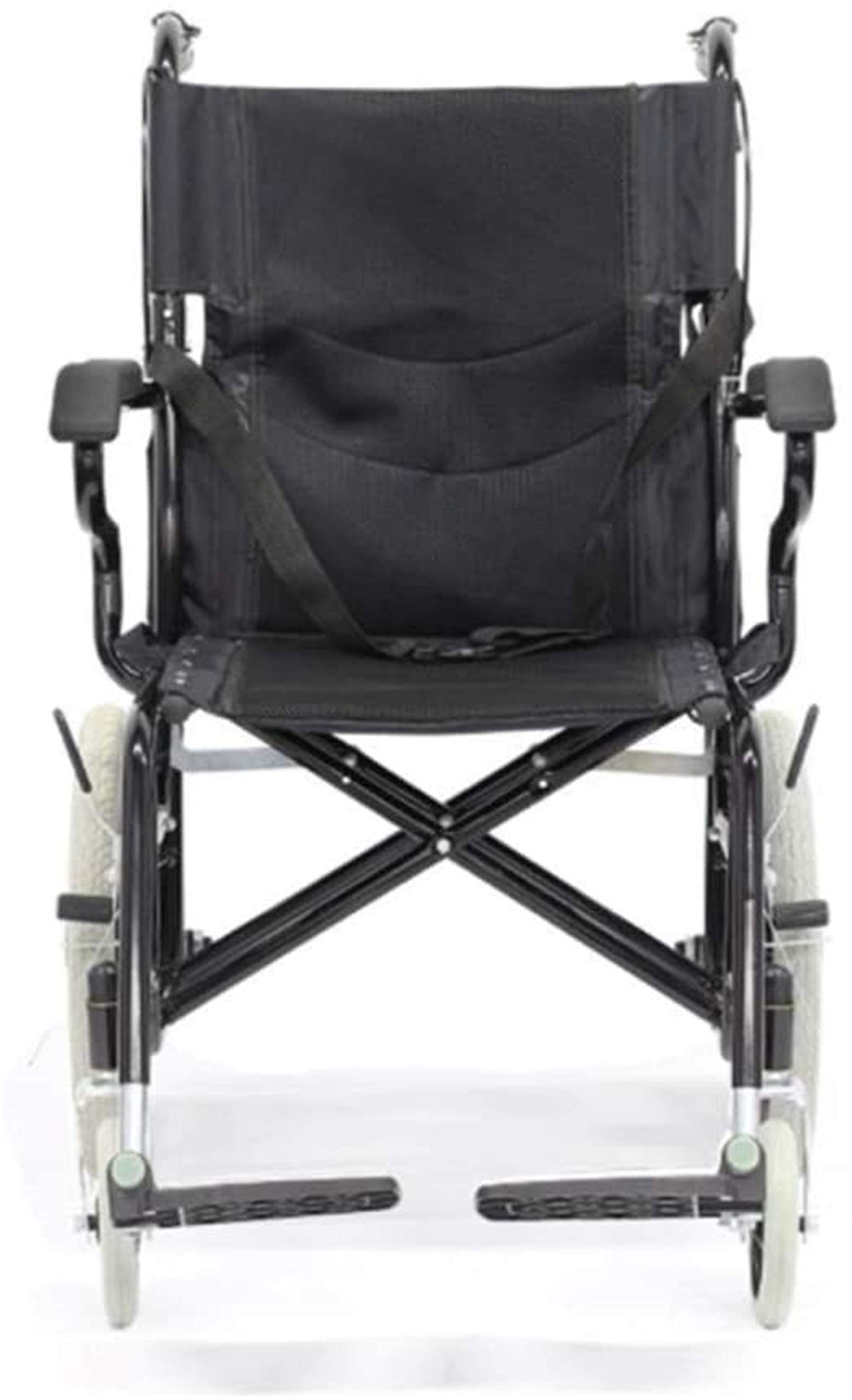 Silla de ruedas manual liviana, scooter de mano para personas mayores, viaje ultraligero, plegable, liviano, portátil, neumáticos sólidos no inflables, sistema de freno doble