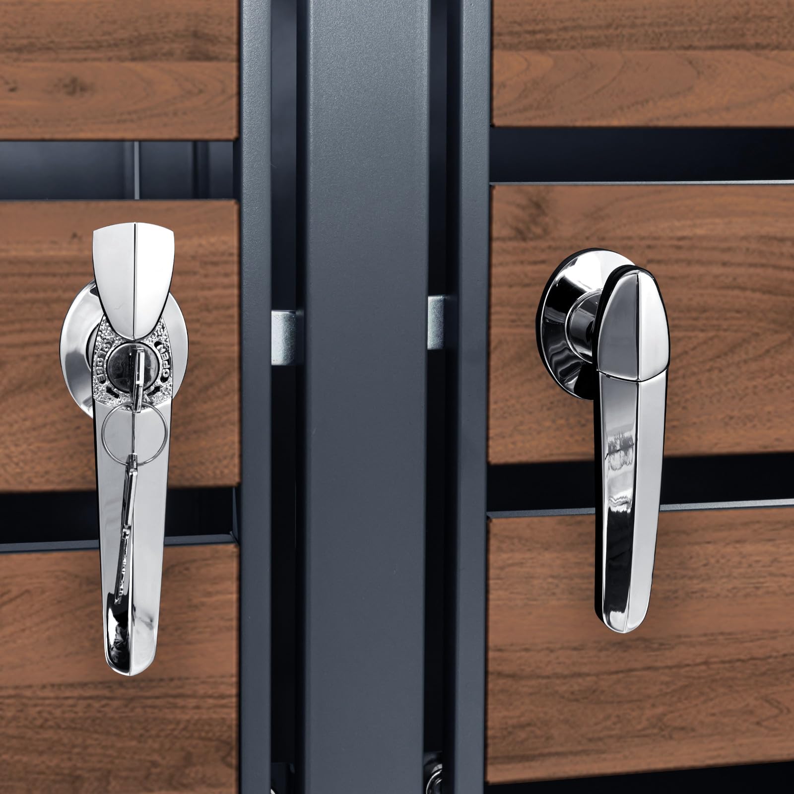 SCHARTEC® Mülltonnenbox 2er anthrazit mit dunklem Holz-Design erweiterbar 240l Mülltonnenverkleidung Mülltonnen Sichtschutz Unterstand für 2 Tonnen