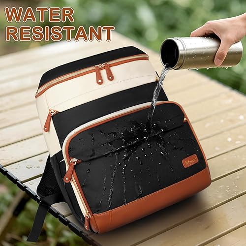 Miniatura 7 de Mancro Mochila para pañales para mujer, bolsa de bebé Lightwight para mamá con 3 bolsillos aislados, mochila multifuncional resistente al agua para