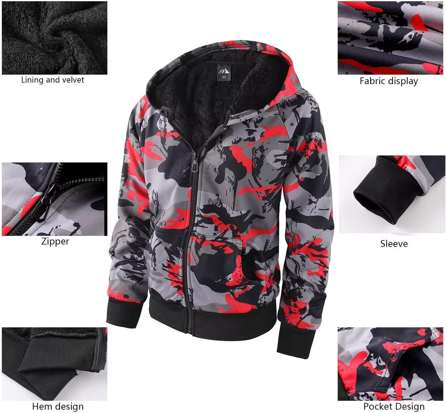 OHSNMAKSL Boys Fleece Jacket Kids Winter coat Girls Sherpa Lined Zip Up Hoodie Warm Sweatshirt School Hooded Outerwear - Image 7