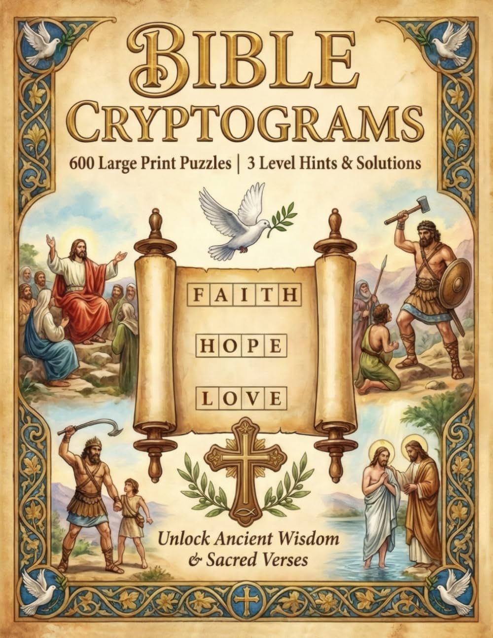 Bible Cryptograms: 600 Large Print Bible Verse Puzzles to Inspire Your Soul, Exercise Your Mind & Celebrate Christian Faith