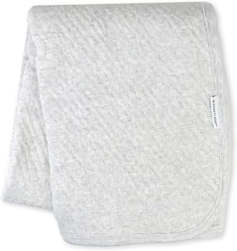 HonestBaby Matelasse Reversible Receiving Blanket 100% Organic Cotton for Baby Boys, Girls, Light Grey Heather, One Size