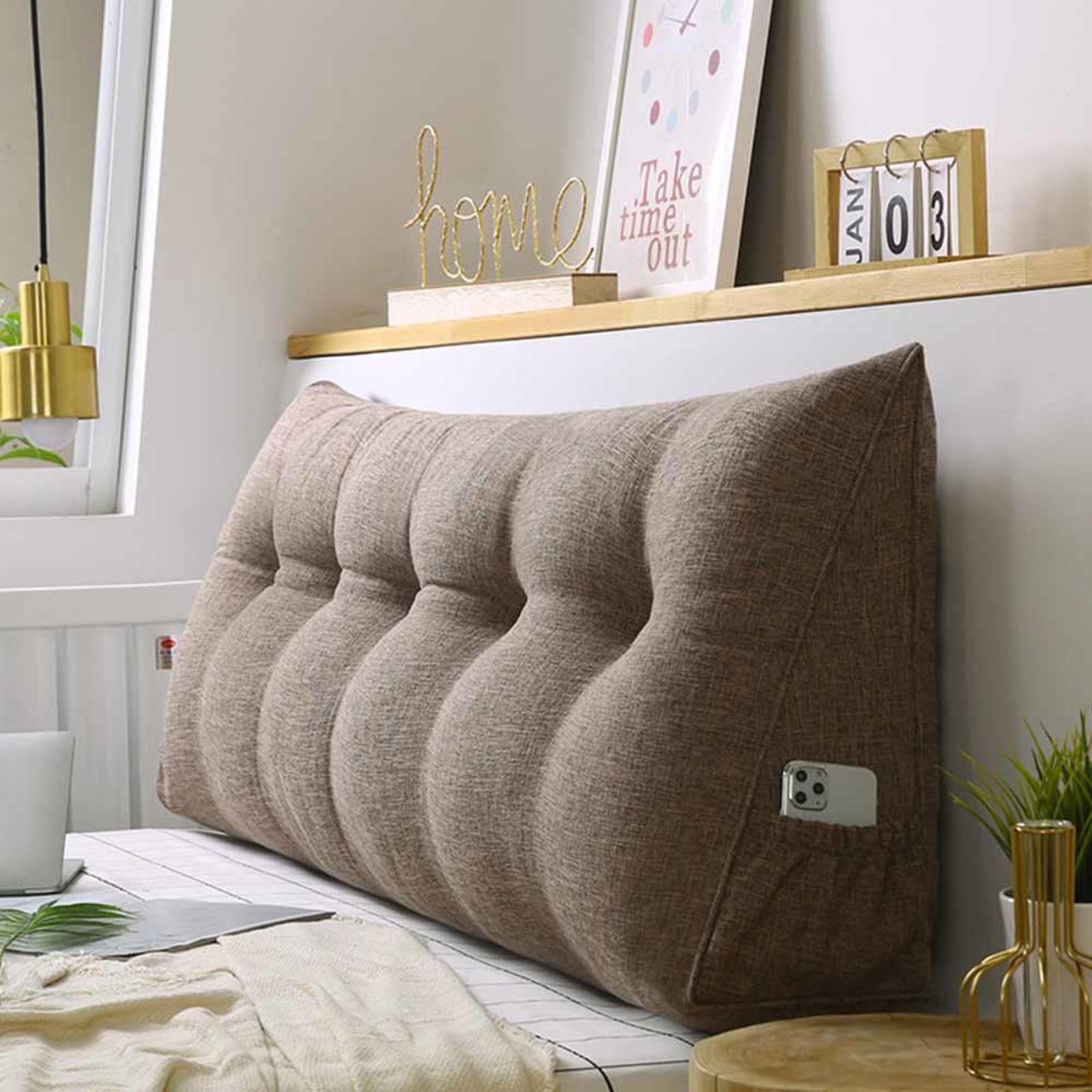 Almohada grande de apoyo de espalda para sofá y cama, cojín de lectura de cuña para cabecero, piernas y rodillas, almohada cómoda para silla de oficina y coche, relleno, 80 x 20 x 50 cm