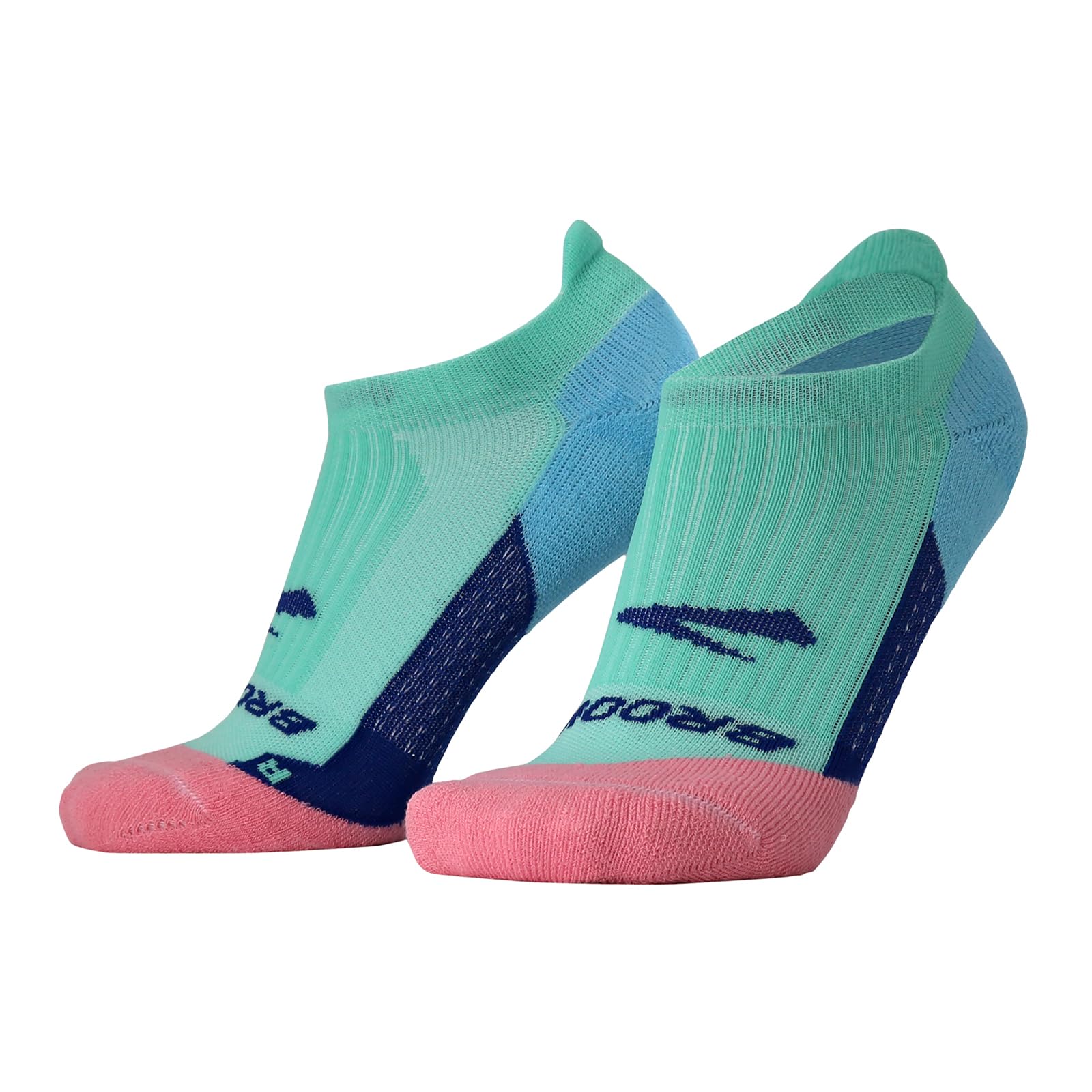 BROOKS 280498413 Ghost No Show Socks Unisex Adult Salt Air/Pink Size 25