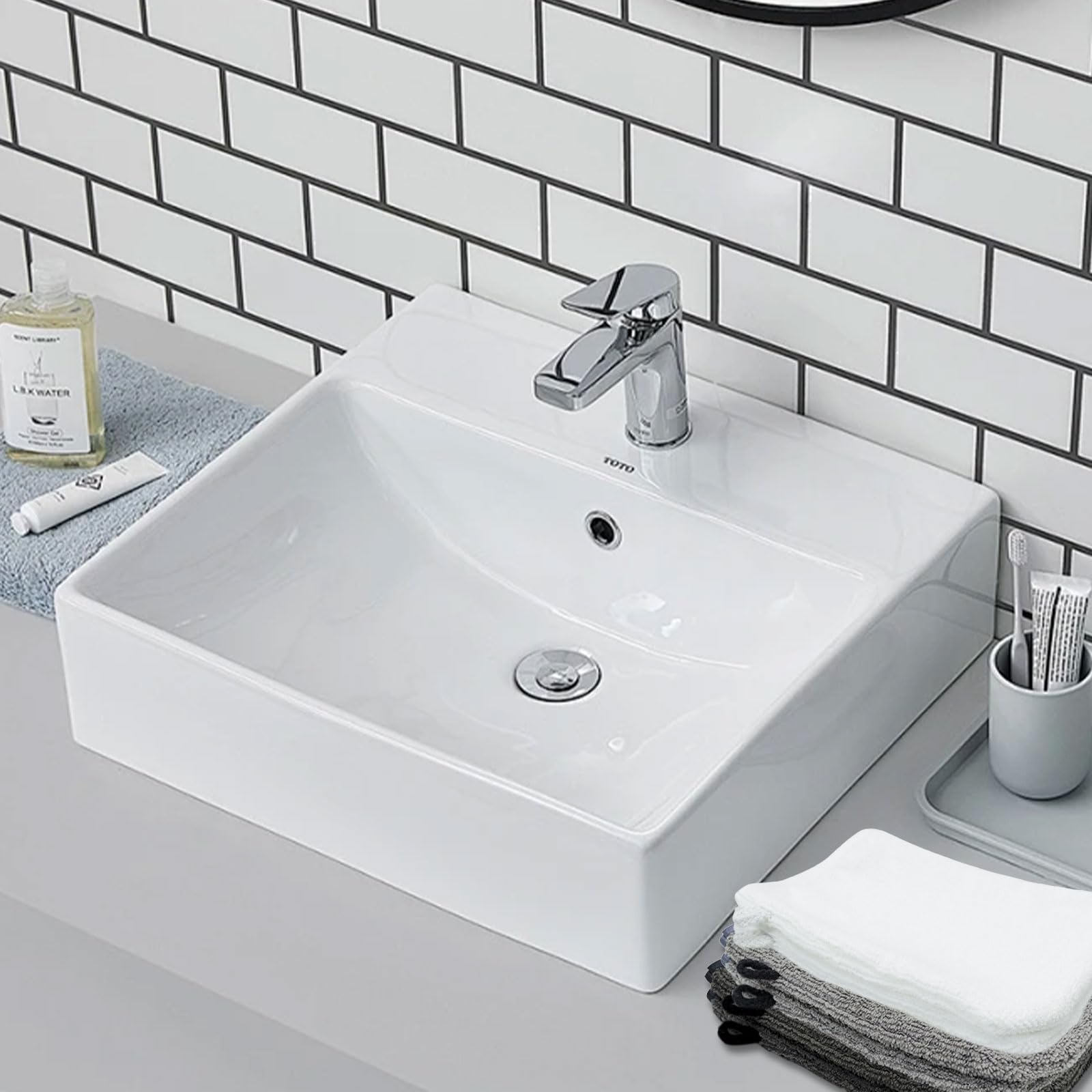 Lote de 6 Manoplas de baño Algodón 20 x 16 cm,Guantes de Microfibra para Limpieza Facial,Manoplas de baño de Rizo algodón 100%(Negro, Blanco y Gris)