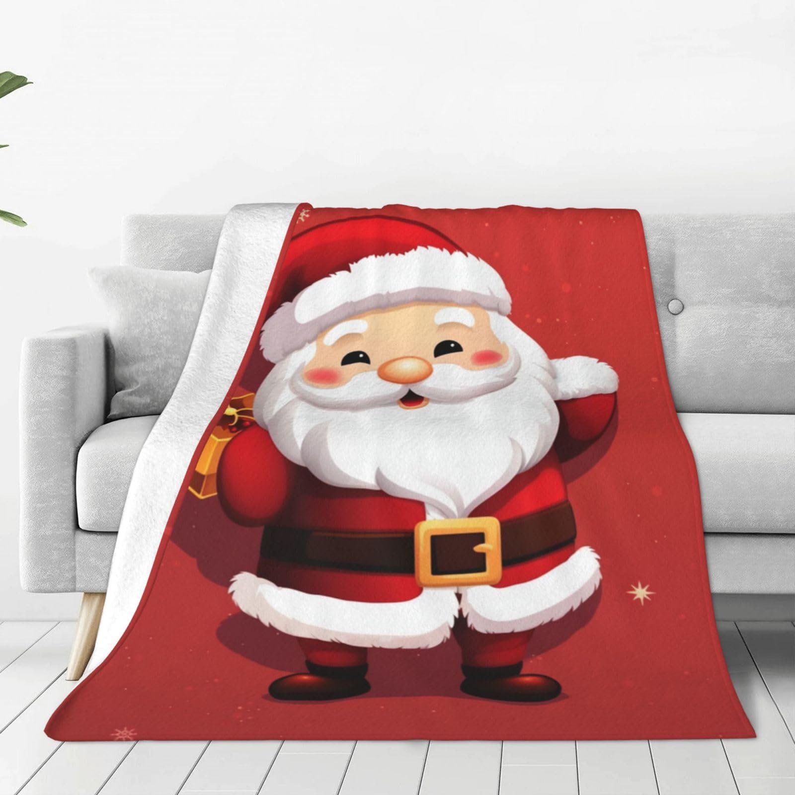 Couverture en micro polaire motif Père Noël plaid léger chaud lit et canapé