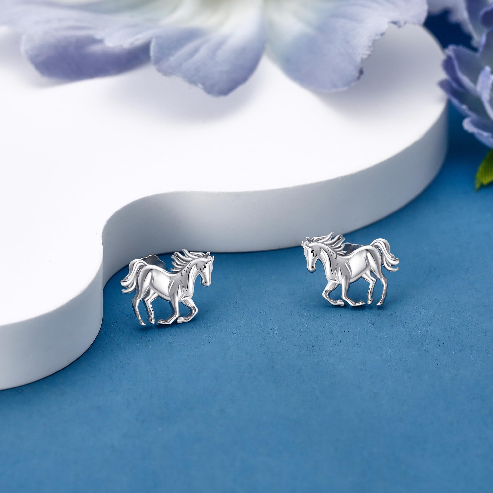 JERWLI Pferd Ohrringe 925 Sterling Silber Pferd Tier Ohrstecker Schmuck Geschenke für Frauen Pferd Liebhaber