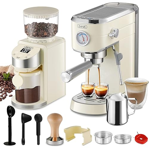 Gevi 20 Bar Professional Espresso Machine with 35 Precise Grind Settings Burr Coffee Grinder