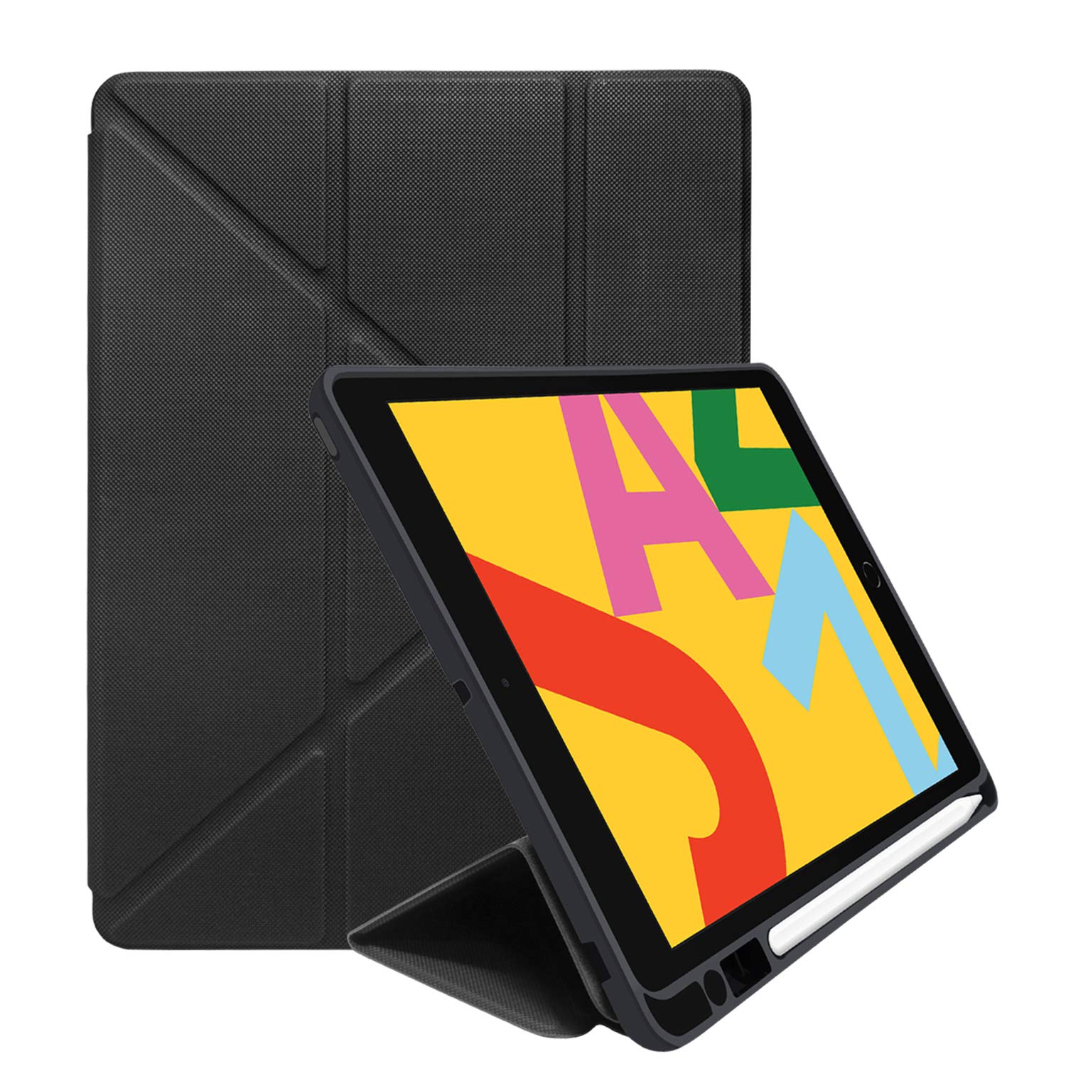 GRIPP Element Anti Slip Textured Slim Case for iPad 10.2" (7th, 8th & 9th Gen) (2019-21) with Multiple View Angles Folding Stand, Shock-Proof Bumper, Pencil Holder & Auto Sleep/Wake Flip Cover - Black (B089Q8QNTL) Amazon Price History, Amazon Price Tracker