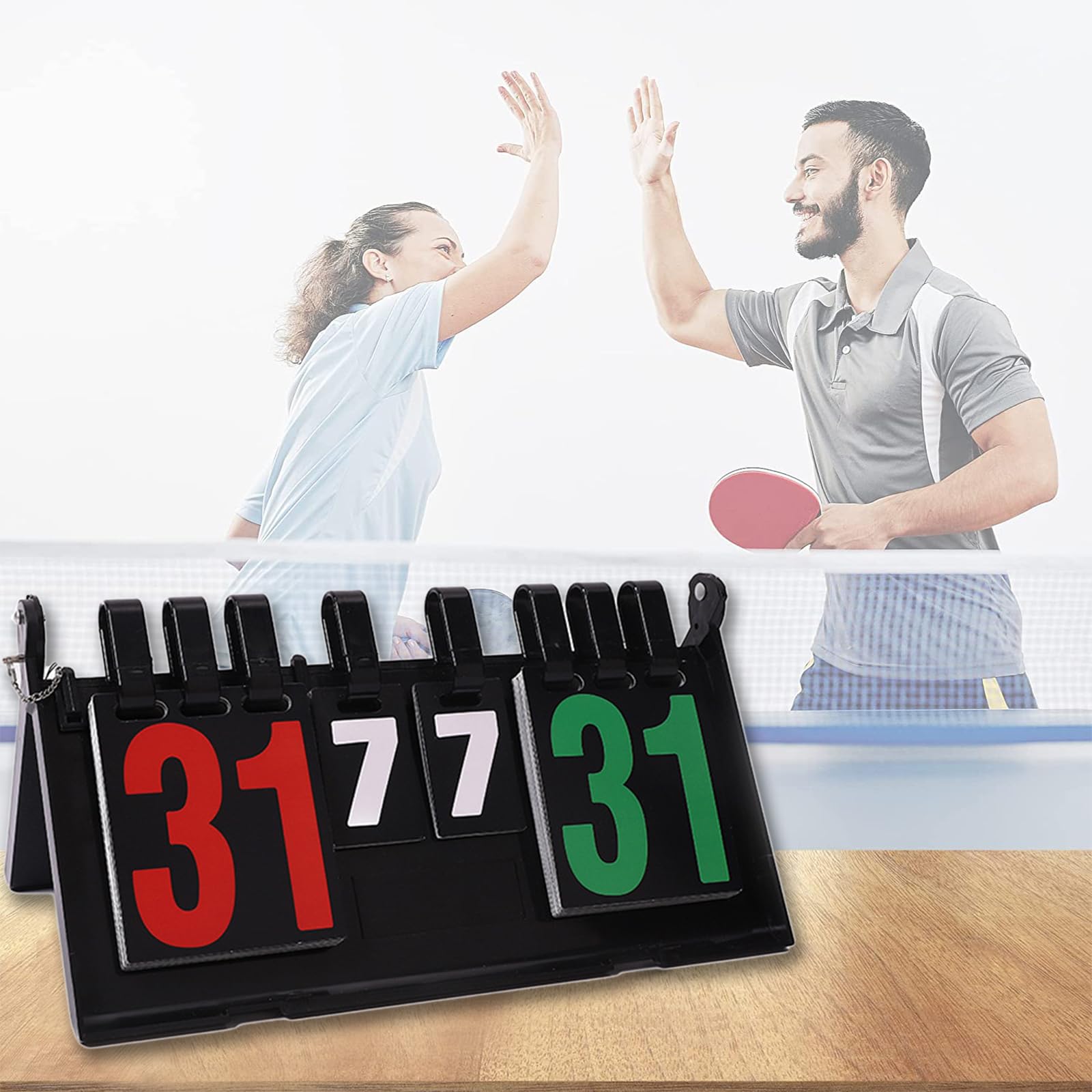 Tabellone Segnapunti Sportivo a 4 Cifre Portatili Tabella Segnapunti a Flip Competizioni Sportive Scoreboard per Badminton Tennistavolo Pallavolo Calcio Boxe