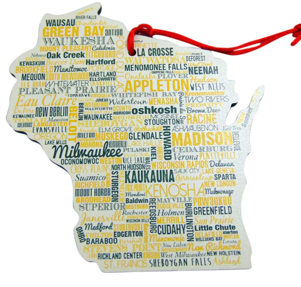 Westman WorksWisconsin Christmas Ornament Wooden Tree Decoration Gift Boxed, 4 3/4 Inch