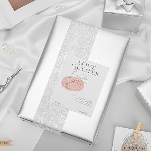 Miniatura 3 de Homeral Rollo de papel de regalo plateado mate, 46.8 pies cuadrados (17 pulgadas x 32.8 pies), color sólido para Navidad, cumpleaños, boda, baby