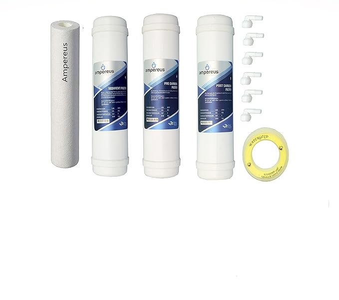 Ampereus Inline Filter Complete Set with pre Carbon Sediment, Post