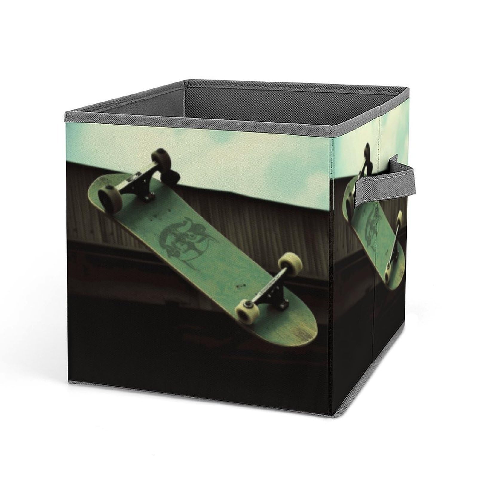 JTREHY Skateboard Storage Bins Sturdy Large Capacity Folding Sorting Boxes Convenient Stable Storage Box Collapsible Fabric Storages Cubes Organizer with Handles
