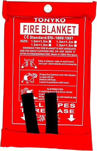 Tonyko - Cobija de fibra de vidrio para incendios para supervivencia de emergencia, protección que retarda el fuego y aislamiento de calor con
