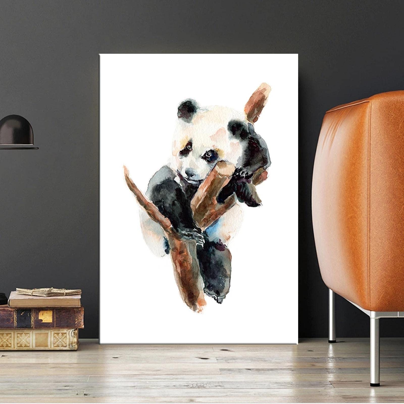 Belle Panda Wall Art Toile Peinture Noir Blanc Bande Dessinée Nordique Affiches Et Gravures Image Enfants Chambre De Bébé Chambre Décor 40x60cm Cadre Interne