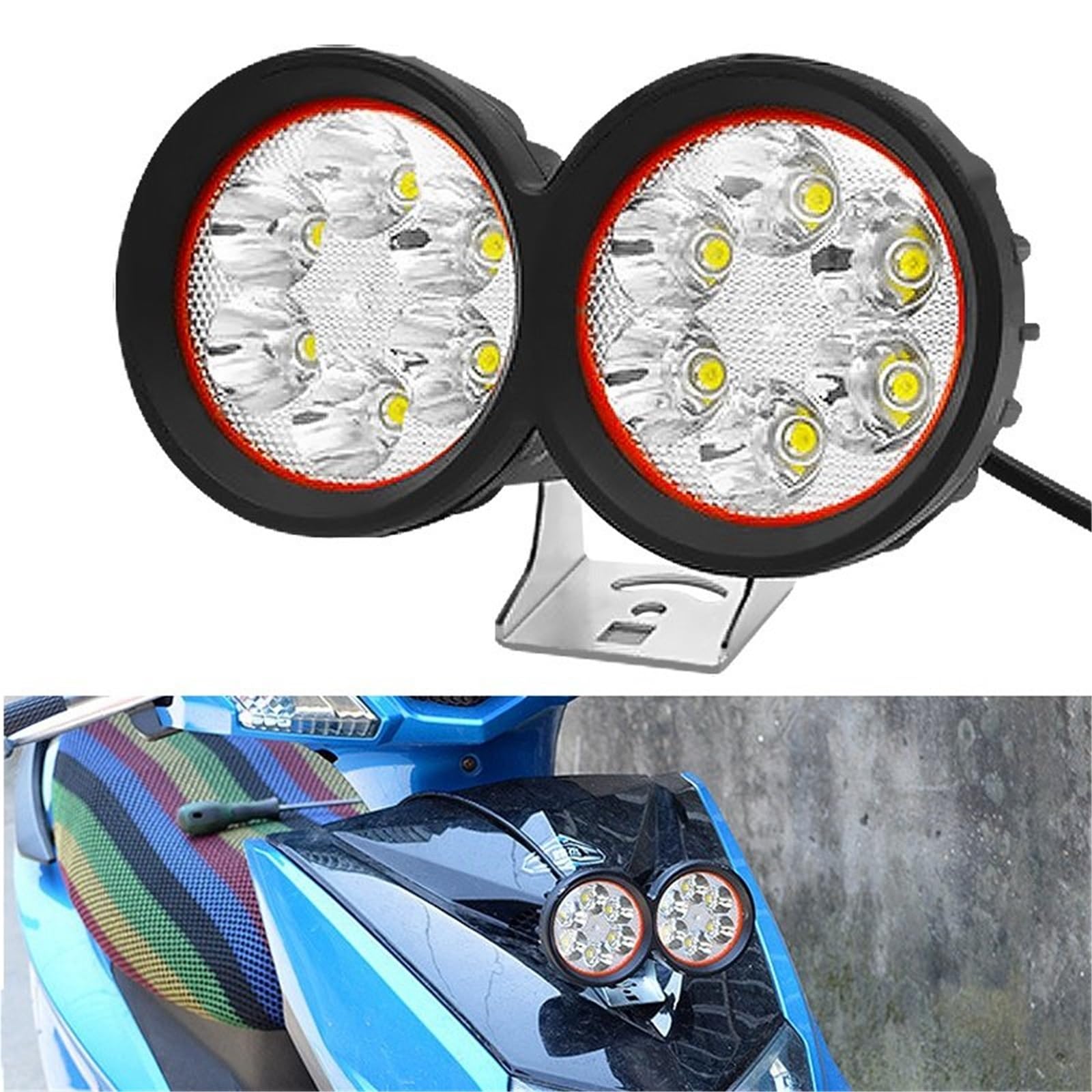 Phare Antibrouillard Projecteur Phares LED 12-90V Phare Moto LED