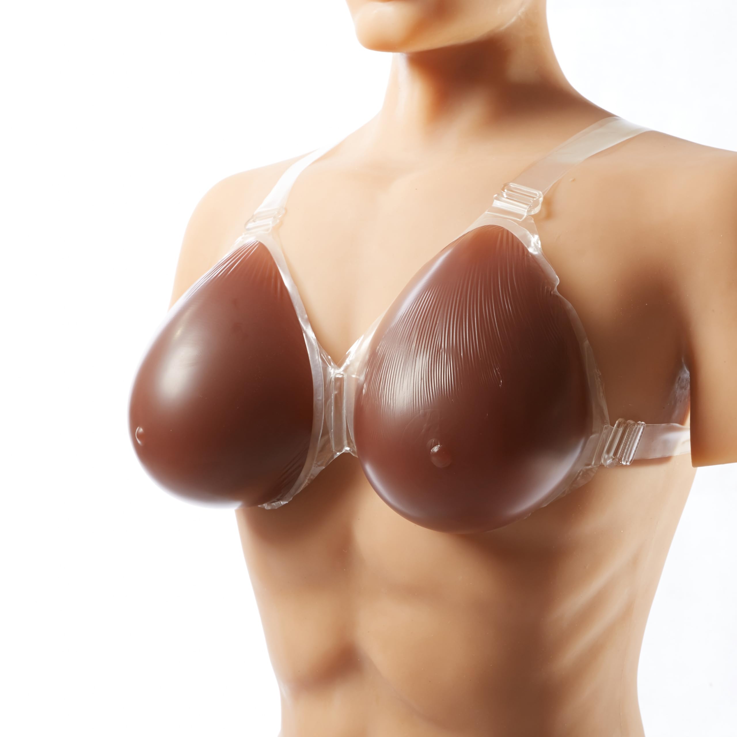 KRLZKID Fake Boobs with Adjustable Strap Silicone Breast Mastectomy Prosthesis Crossdresser Transgender Cosplay,Black-S