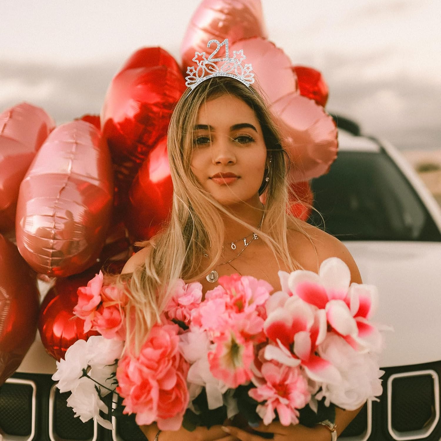 Ondder Silver 21st Birthday Sash and Tiara Shiny Crown and Sash Kit Star Headband Sparkly Rhinestone Headband Birthday Party Decorations Gifts Party Favors Supplies for Girls - Image 5