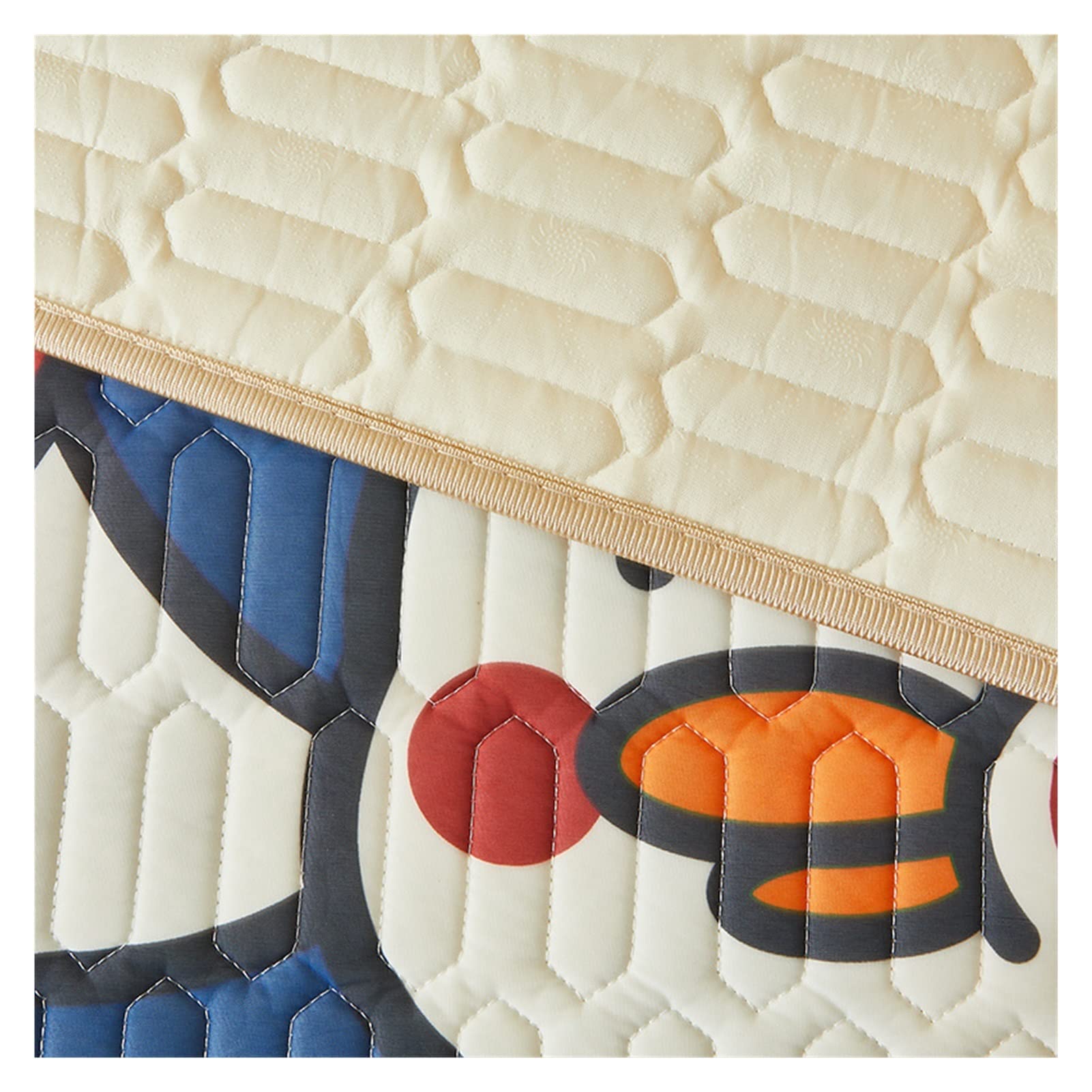 Satin Bettlaken Startseite Bedruckte Thai-Latex-Feilung Sommer-Schlafmatte mit Laken Luftdurchlässige kühle Eisseide Gesteppte Bettmatte Gummiband-Bettmatten(2,120x200cm 2 pcs Set)