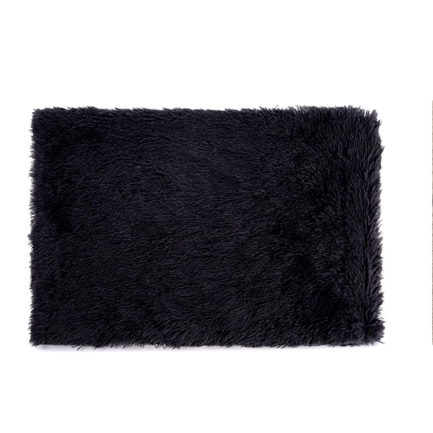 AORUI Fluffy Pet Blanket Faux Fur Soft Fleece Dog Blankets 55x40cm Washable Puppy Throw Blanket Self-Warming Quilt Sleeping Mat for Large Dogs Cats Pets,Black
