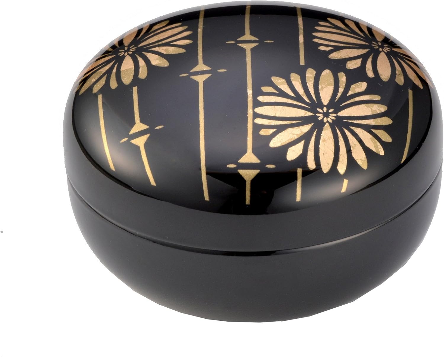Foilichi A181-07002 Small Bowl, Black, Diameter 3.9 x 2.8 inches (100 x 70 mm), Bonbonniere Bamboo and Chrysanthemum