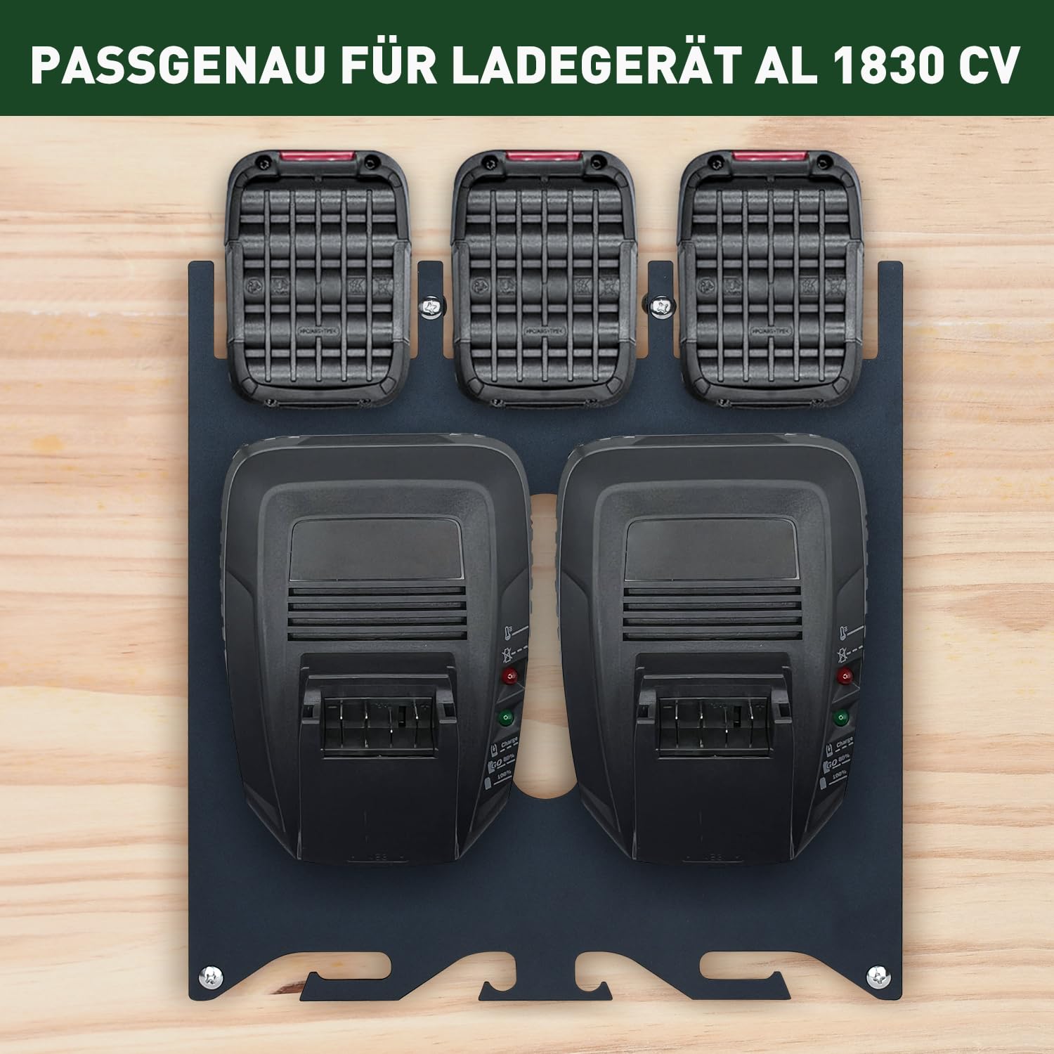 TOPOWN 3in1 Wandhalterung für Bosch (Home & Garden) Ladegeräte, AL1880 CV und AL1830 CV für Bosch Akkus 18V und 14,4V